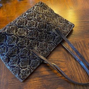 FENDI brown with copper and silver beading handbag